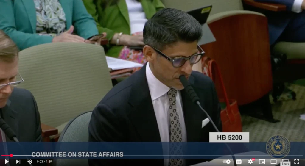 Eddie Lucio testifies on HB 5200 before the Committee on State Affairs
